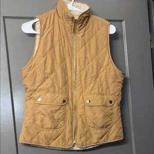 Tan Quilted Vest with Pockets